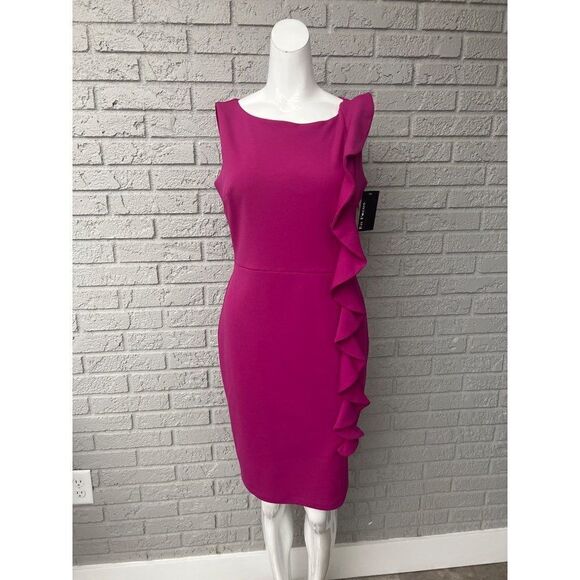 Enfocus Studio Pink Side Ruffle Dress Size 6 - Picture 1 of 7